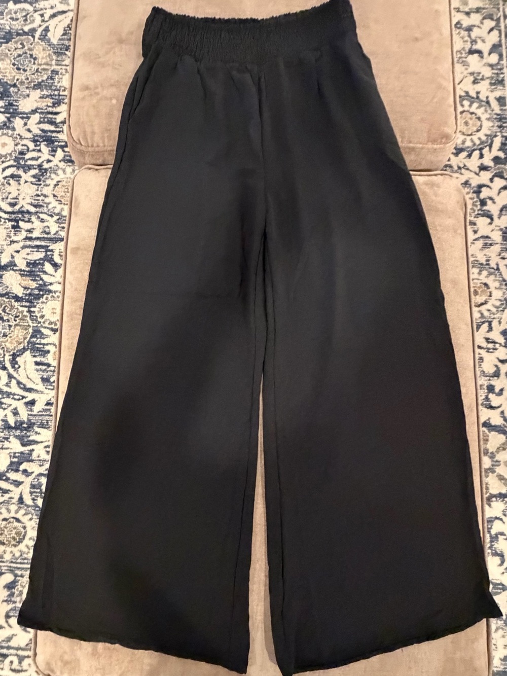Women's Wide Leg Elastic Waist Pants - Black